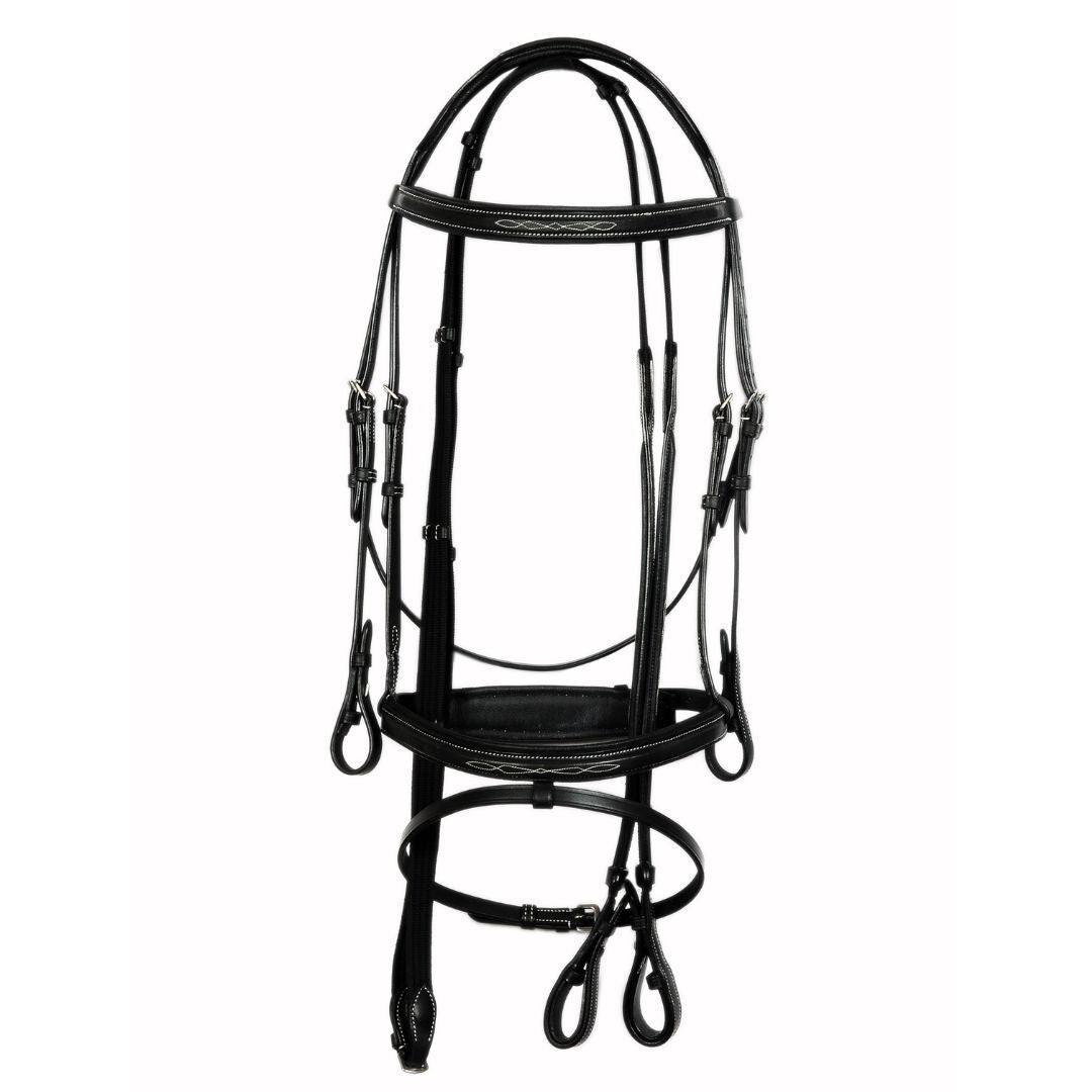 SIE Genuine Leather Padded Fancy Stitch Jump Bridle – Anatomic Raised Show Bridle