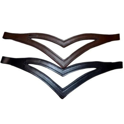 SIE Double V Padded Genuine Leather Horse Browband with 8 mm Channel English Bridle Accessory