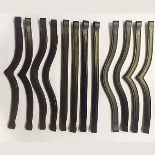 Qty.12 - 6 BK and 6 Hav BR Empty channel browbands straight, U and V shape
