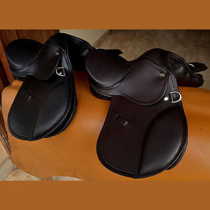 English Jumping Leather Horse Pony Saddle 10'' and 12'' for Kids