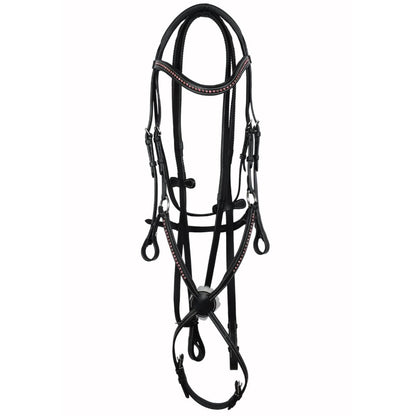SIE Genuine Leather Padded Bridle with Reins & Swarovski® Elements – Premium Buffalo Leather Show Bridle