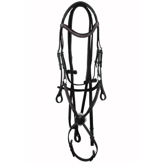 SIE Genuine Leather Padded Bridle with Reins & Swarovski® Elements – Premium Buffalo Leather Show Bridle