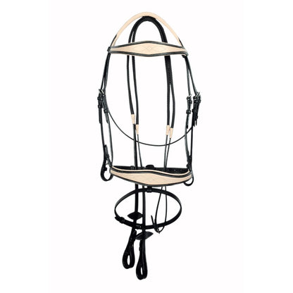 SIE Padded Fancy Stitched Leather Jump Bridle with Reins – Premium Buffalo Leather – Soft Padded Anatomic Design