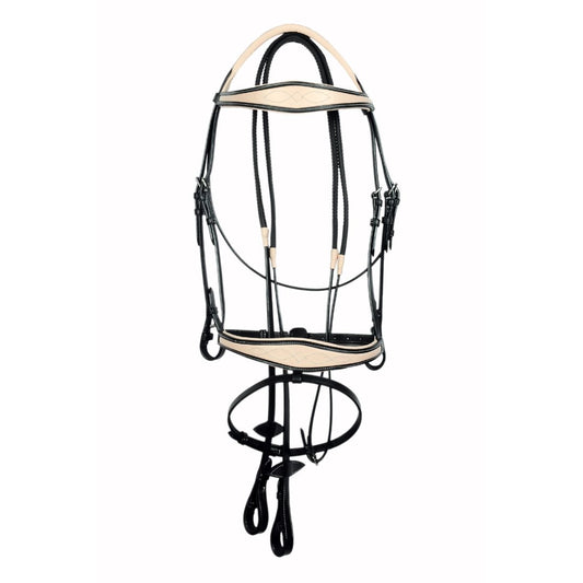 SIE Padded Fancy Stitched Leather Jump Bridle with Reins – Premium Buffalo Leather – Soft Padded Anatomic Design