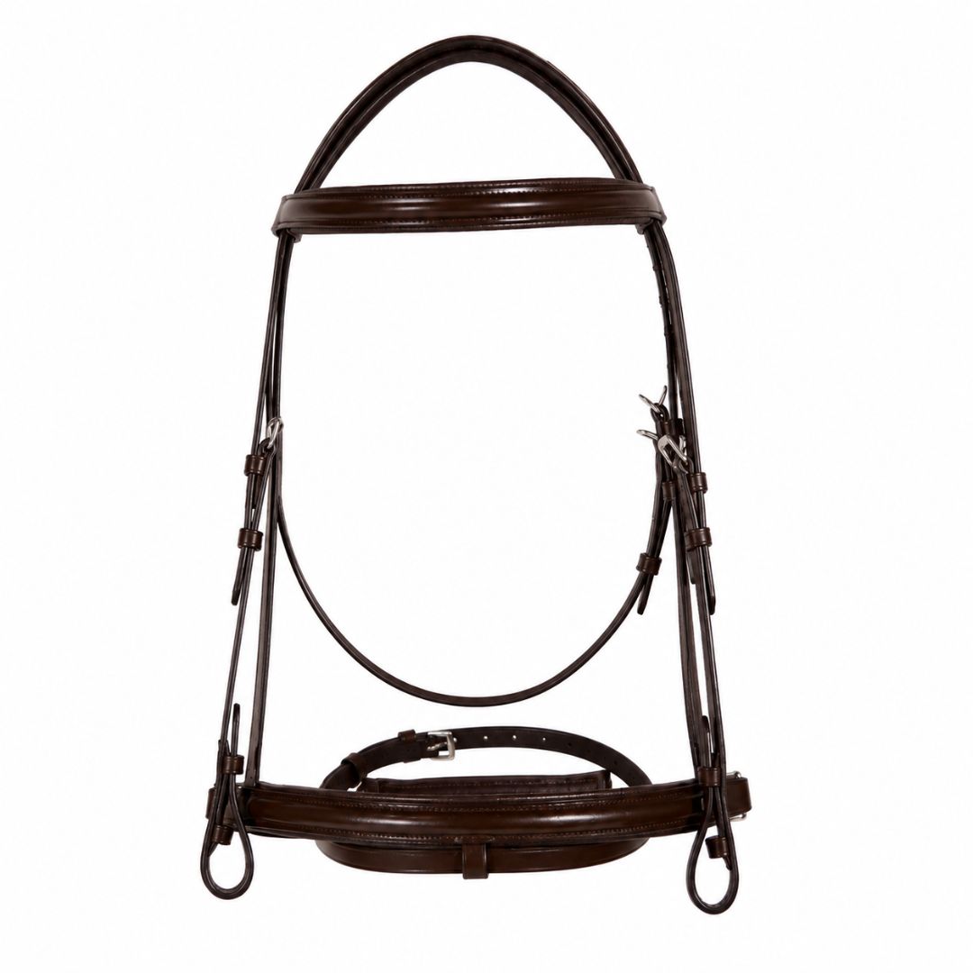 SIE Dressage Bridle with Reins – Premium Leather Horse Bridle with Stainless Steel Hardware