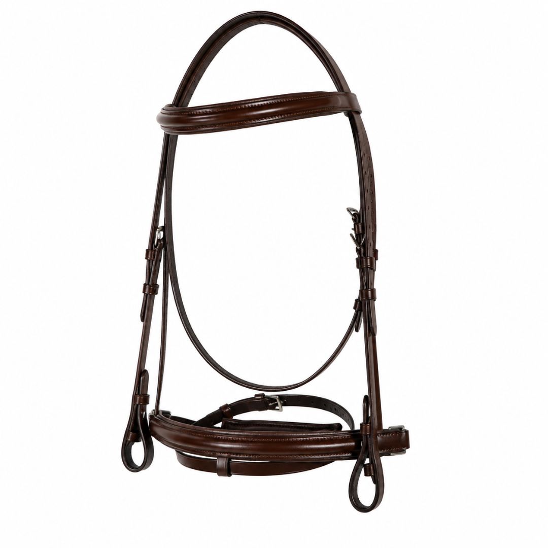 SIE Dressage Bridle with Reins – Premium Leather Horse Bridle with Stainless Steel Hardware