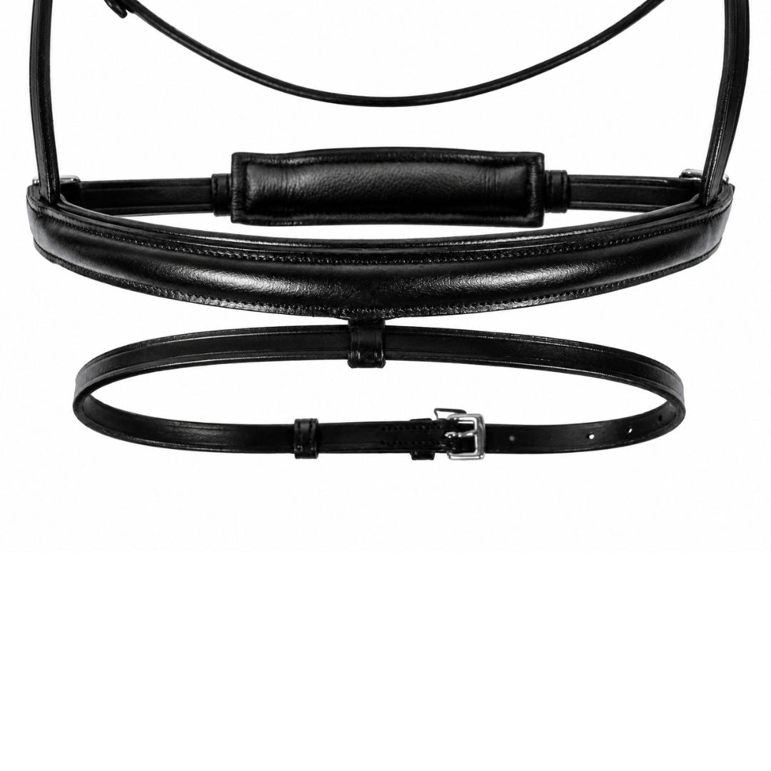 SIE Leather Crank Dressage Bridle with Padded Crown & Flash – Premium Soft Padded Horse Bridle with Loop Holder