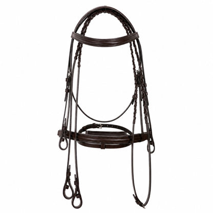 SIE Dressage Bridle with Reins – Premium Leather Horse Bridle with Stainless Steel Hardware