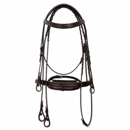 SIE Dressage Bridle with Reins – Premium Leather Horse Bridle with Stainless Steel Hardware