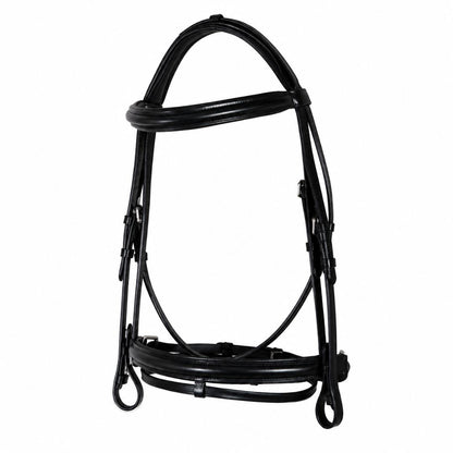 SIE Leather Crank Dressage Bridle with Padded Crown & Flash – Premium Soft Padded Horse Bridle with Loop Holder