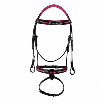 SIE Pink Crystals Single Row Leather Show Bridle  – Padded Anatomic Design