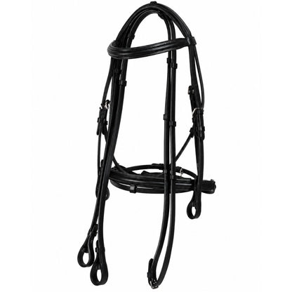 SIE Leather Crank Dressage Bridle with Padded Crown & Flash – Premium Soft Padded Horse Bridle with Loop Holder