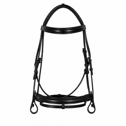 SIE Leather Crank Dressage Bridle with Padded Crown & Flash – Premium Soft Padded Horse Bridle with Loop Holder