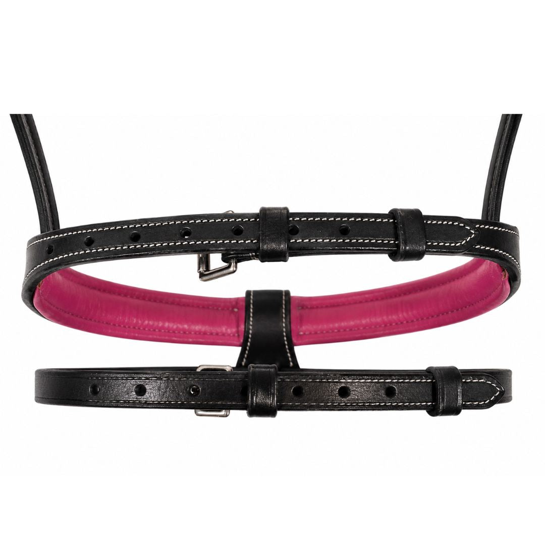 SIE Pink Crystals Single Row Leather Show Bridle  – Padded Anatomic Design