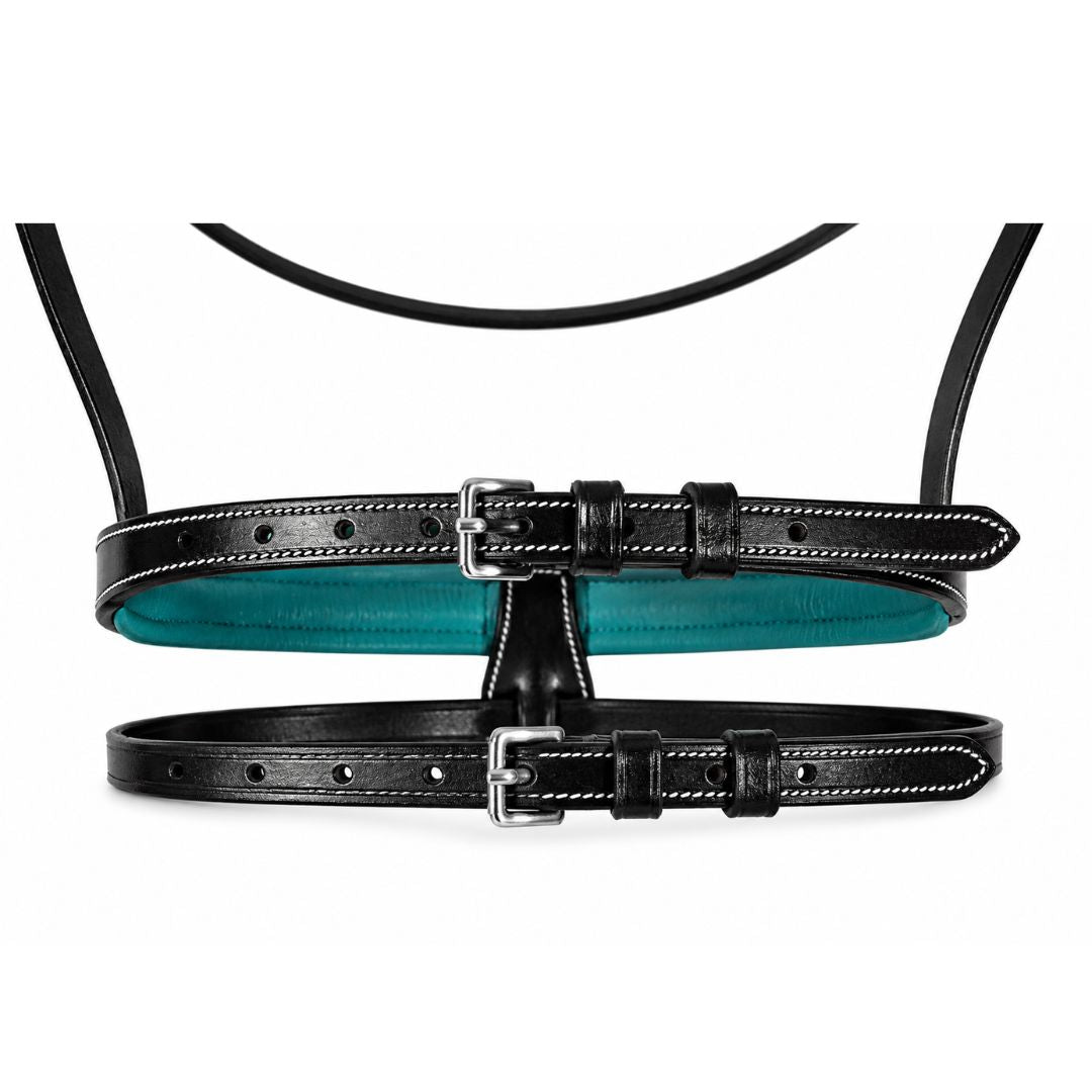 SIE Blue Crystals Single Row Leather Show Bridle with Reins Padded Anatomic Design