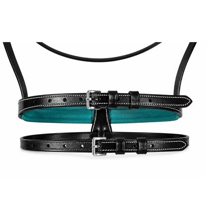 SIE Blue Crystals Single Row Leather Show Bridle with Reins Padded Anatomic Design