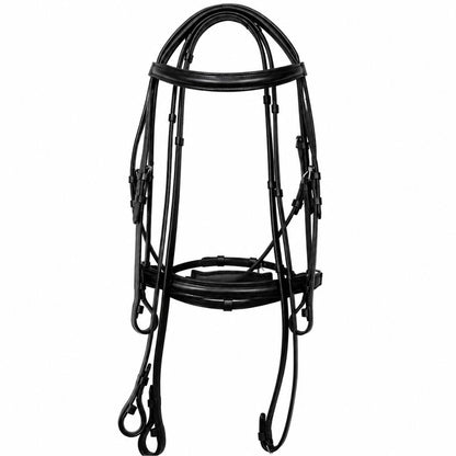 SIE Leather Crank Dressage Bridle with Padded Crown & Flash – Premium Soft Padded Horse Bridle with Loop Holder
