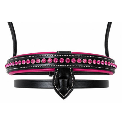 SIE Pink Crystals Single Row Leather Show Bridle  – Padded Anatomic Design
