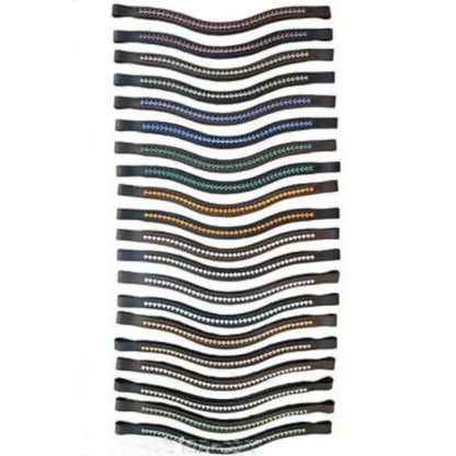 Lot of 10 Genuine Leather U Shape Browbands For Horses With Swarovski Crystal Englsih Bridle Accessory
