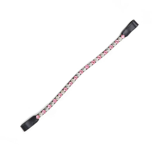 SIE Dual Tone Pink & Clear Rhinestone Crystal Leather Horse Browband Elegant English Bridle Accessory