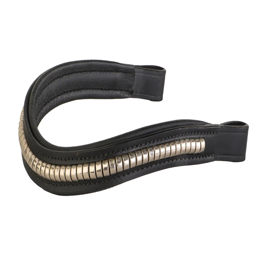 SIE Genuine Leather Horse Browband English Bridle Accessory Single Row Metal Clincher Studded Classic Show Riding Tack