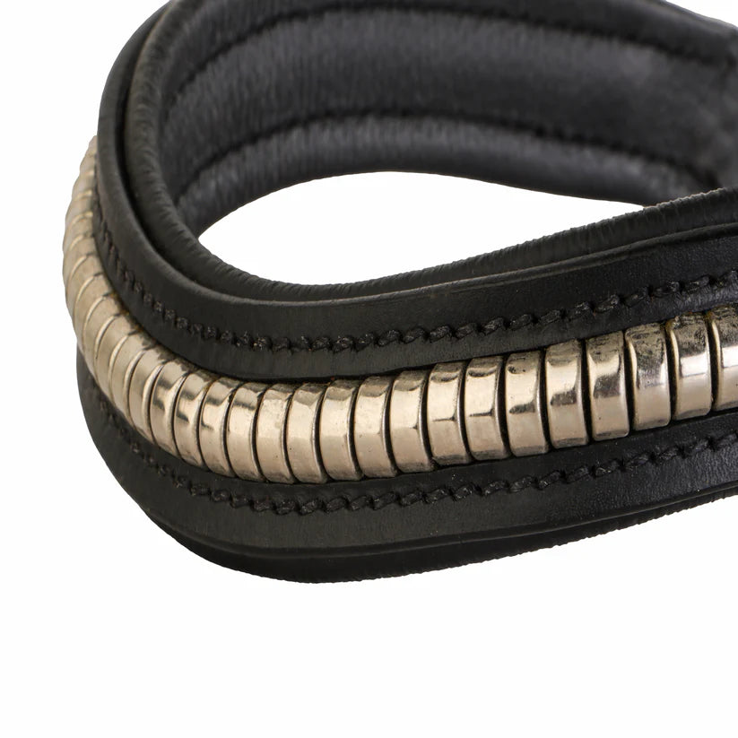 SIE Genuine Leather Horse Browband English Bridle Accessory Single Row Metal Clincher Studded Classic Show Riding Tack