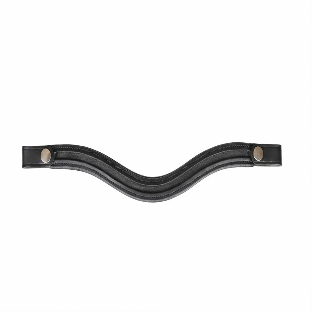 SIE Empty Channel Padded Leather Horse Browband with Snap Button Closure English Bridle Accessory
