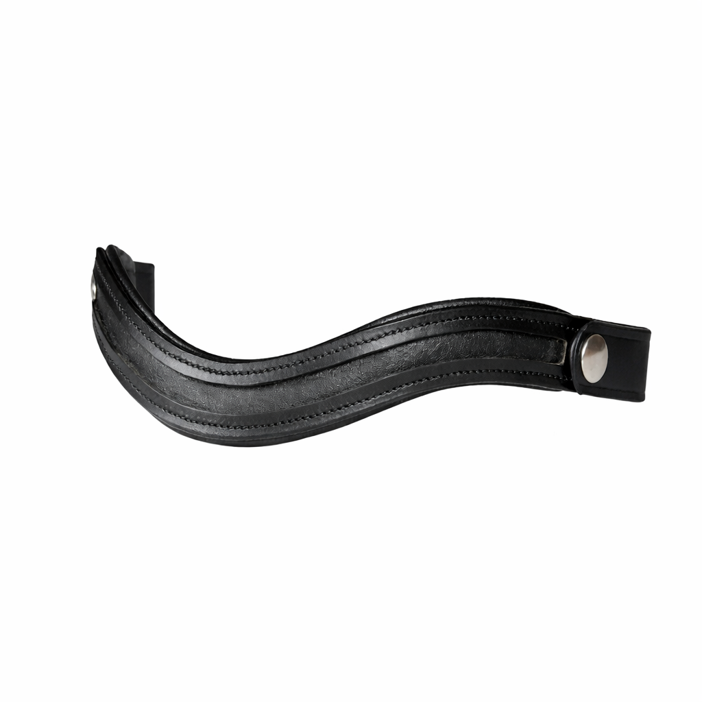 SIE Empty Channel Padded Leather Horse Browband with Snap Button Closure English Bridle Accessory