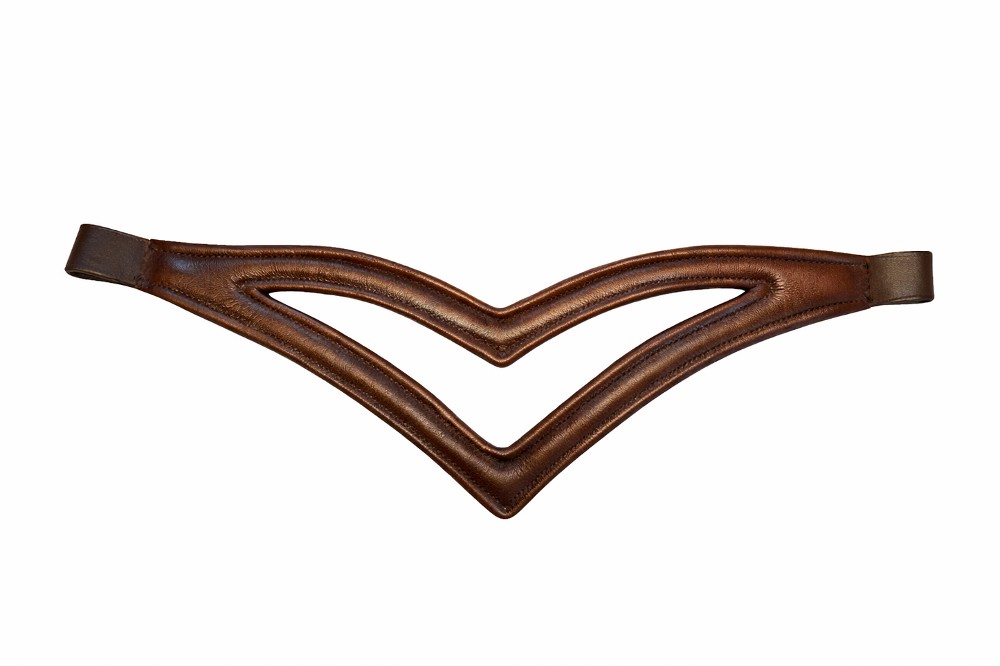 SIE Double V Padded Genuine Leather Horse Browband with 8 mm Channel English Bridle Accessory