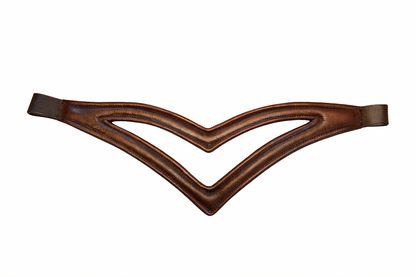 SIE Double V Padded Genuine Leather Horse Browband with 8 mm Channel English Bridle Accessory