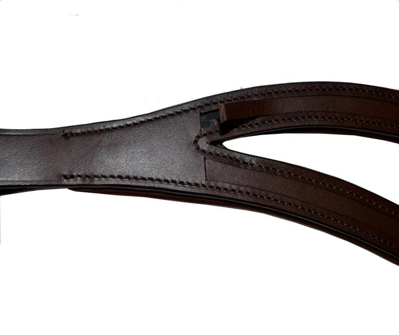 SIE Double V Padded Genuine Leather Horse Browband with 8 mm Channel English Bridle Accessory