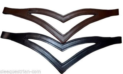 SIE Double V Padded Genuine Leather Horse Browband with 8 mm Channel English Bridle Accessory
