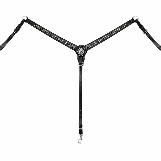 SIE Leather Back Breast Collar – Western Breast Collar with Concho, Stainless Steel Hardware