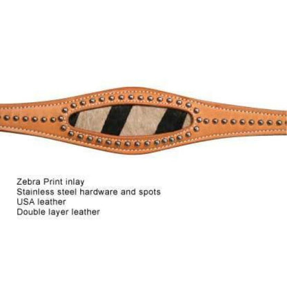 SIE Wild Side Zebra Print Breast Collar – Double Layer Buffalo Leather Breast Collar