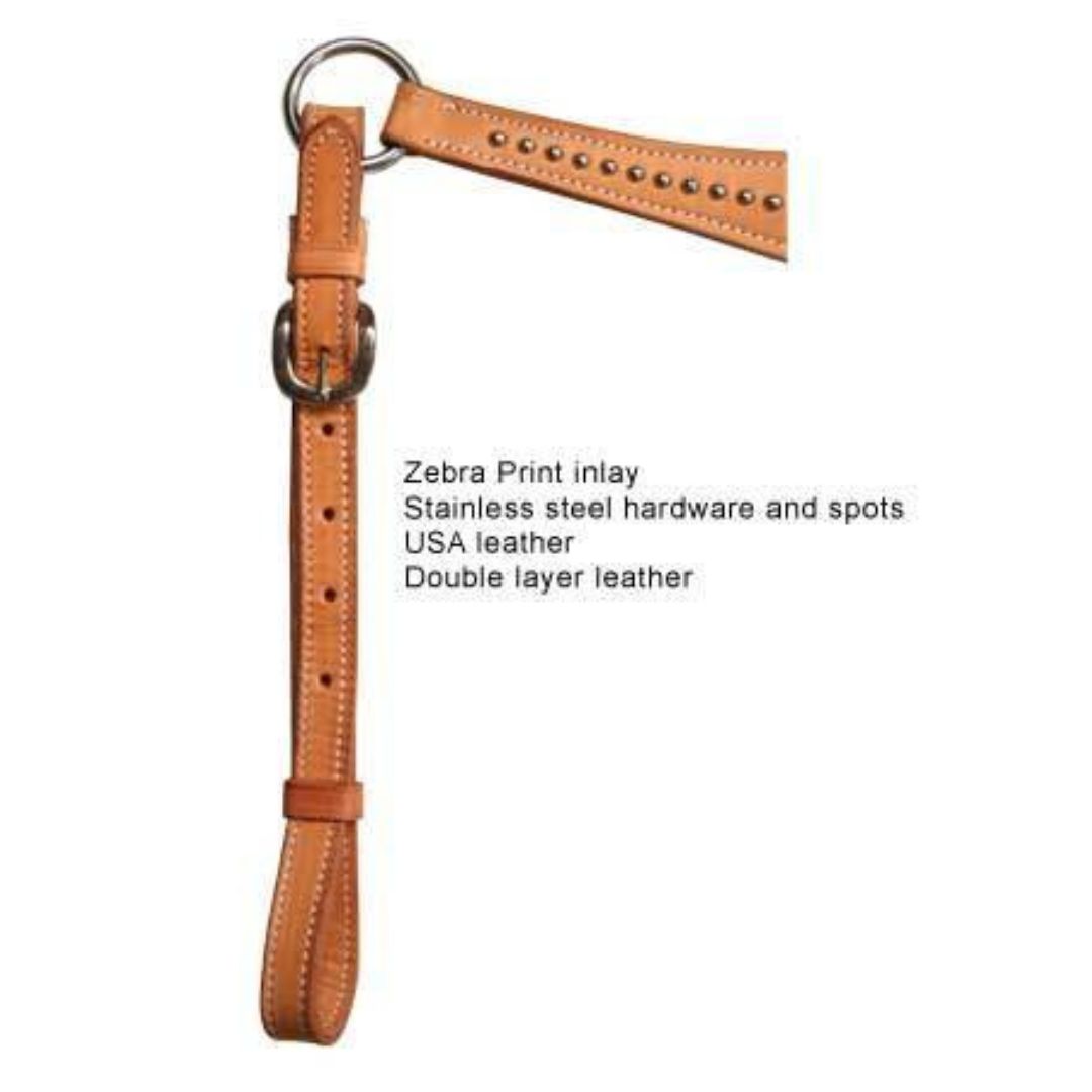 SIE Wild Side Zebra Print Breast Collar – Double Layer Buffalo Leather Breast Collar