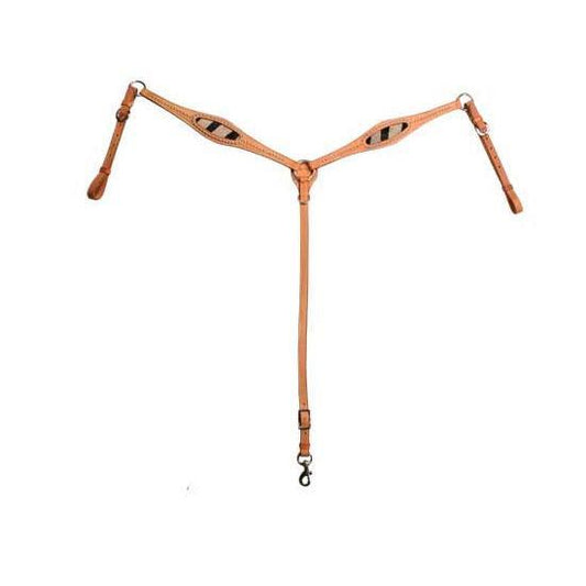 SIE Wild Side Zebra Print Breast Collar – Double Layer Buffalo Leather Breast Collar