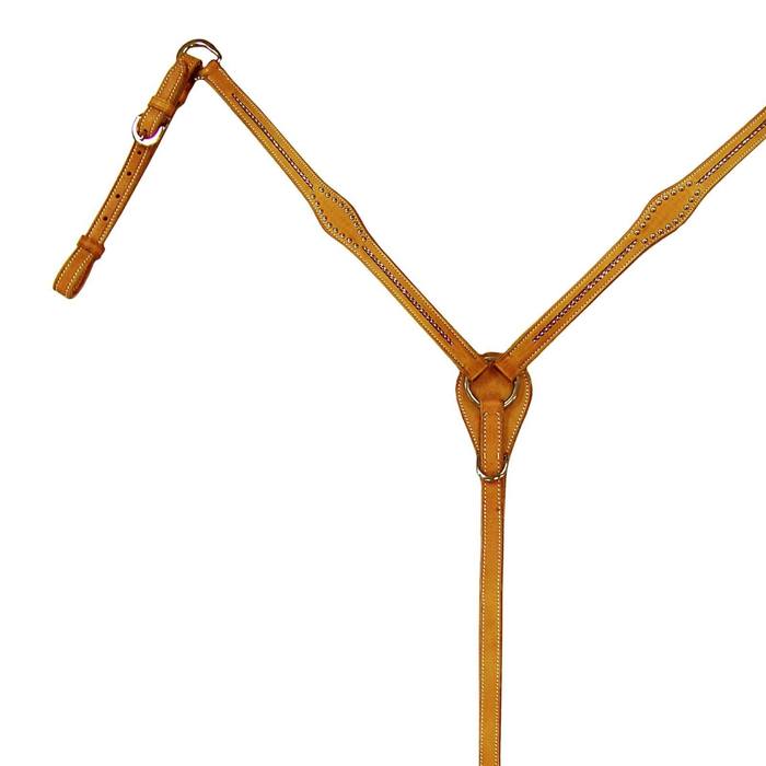 SIE Leather Western Horse Breast Collar Pink Swarovski Crystals Inlaid