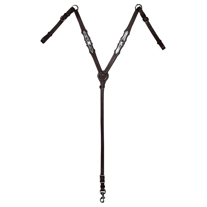 SIE Dakota Show Leather Horse Breast Collar – Double Layer Premium Leather with Fancy Silver Plating