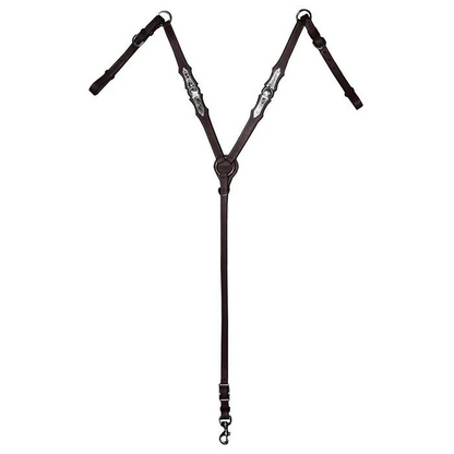 SIE Dakota Show Leather Horse Breast Collar – Double Layer Premium Leather with Fancy Silver Plating