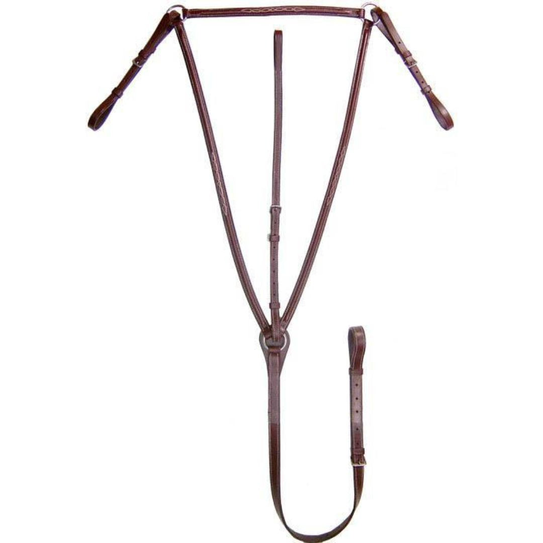 SIE Genuine Leather Round Raised Double Fancy Stitch Breastplate with Removable Standing Attachment