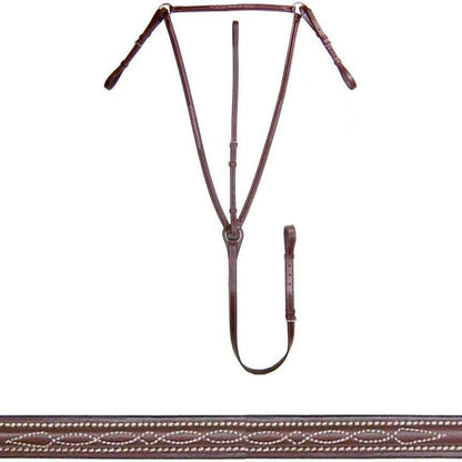 SIE Genuine Leather Round Raised Double Fancy Stitch Breastplate with Removable Standing Attachment