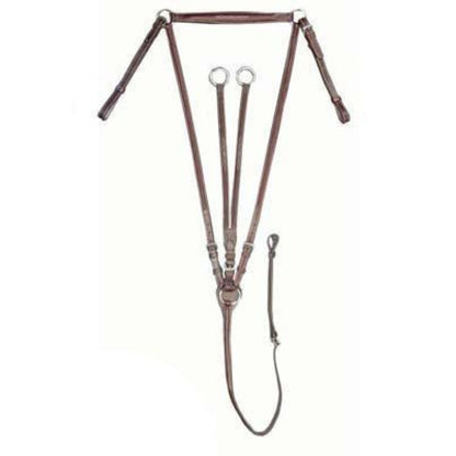 SIE Leather Breastplate with Removable Running Attachment – 5-Way Adjustable Horse Tack with Fancy Stitching