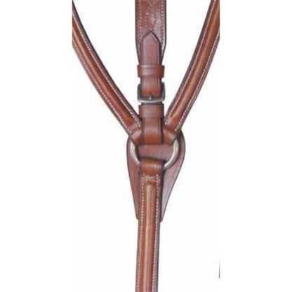 SIE Leather Breastplate with Removable Running Attachment – 5-Way Adjustable Horse Tack with Fancy Stitching