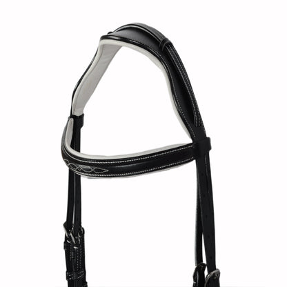 SIE Genuine Anatomic Raised Leather Padded Fancy Stitch Jump Show Bridle