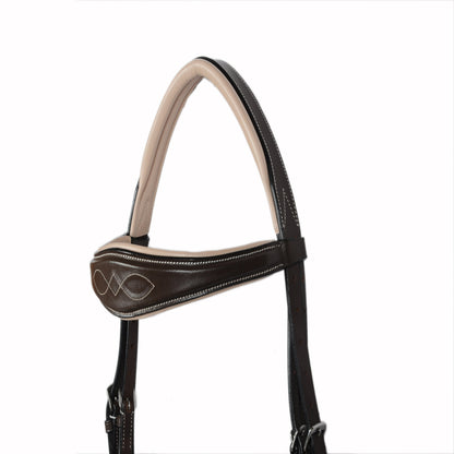 SIE Padded Fancy Stitched Leather Jump Bridle Vegetable Tanned Leather Anatomic Soft Padded Design