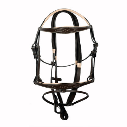 SIE Padded Fancy Stitched Leather Jump Bridle Vegetable Tanned Leather Anatomic Soft Padded Design