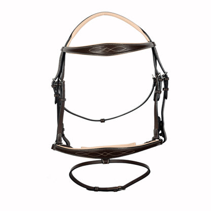 SIE Padded Fancy Stitched Leather Jump Bridle Vegetable Tanned Leather Anatomic Soft Padded Design