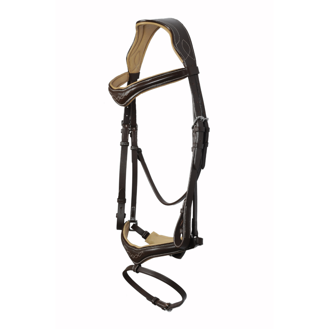 SIE Padded Fancy Stitch Jump Bridle – Anatomic Raised Show Bridle – Soft Padded Crown & Noseband