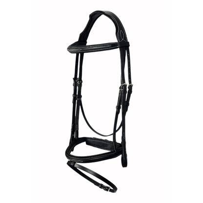 SIE Genuine Leather Padded Fancy Stitch Jump Bridle – Anatomic Raised Show Bridle