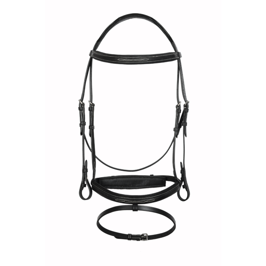 SIE Genuine Leather Padded Fancy Stitch Jump Bridle – Anatomic Raised Show Bridle